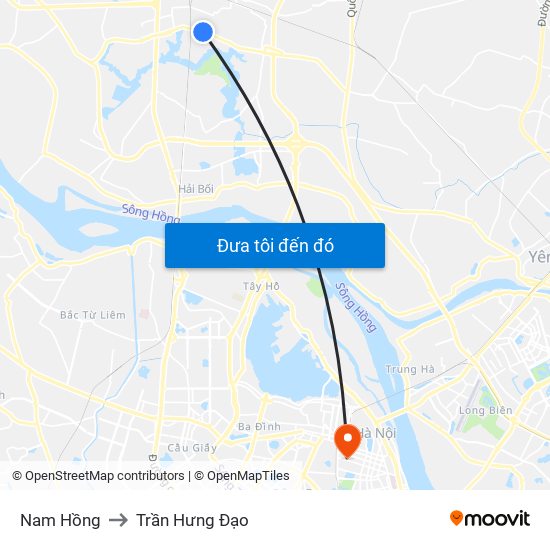 Nam Hồng to Trần Hưng Đạo map
