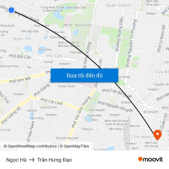 Ngọc Hà to Trần Hưng Đạo map