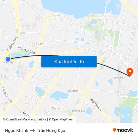 Ngọc Khánh to Trần Hưng Đạo map