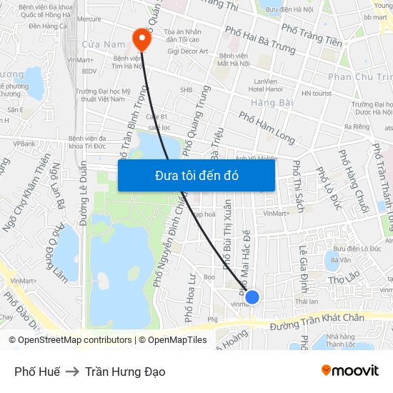 Phố Huế to Trần Hưng Đạo map