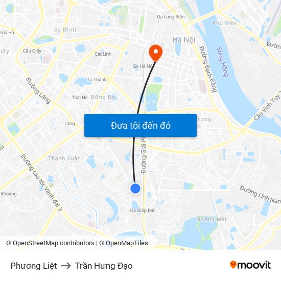 Phương Liệt to Trần Hưng Đạo map