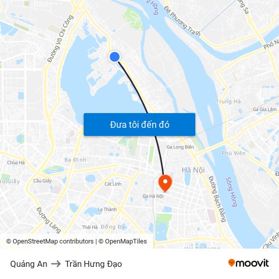 Quảng An to Trần Hưng Đạo map