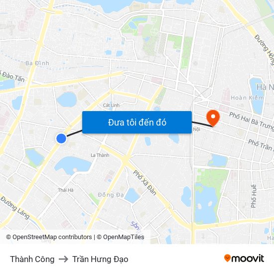 Thành Công to Trần Hưng Đạo map