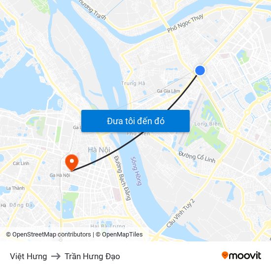 Việt Hưng to Trần Hưng Đạo map