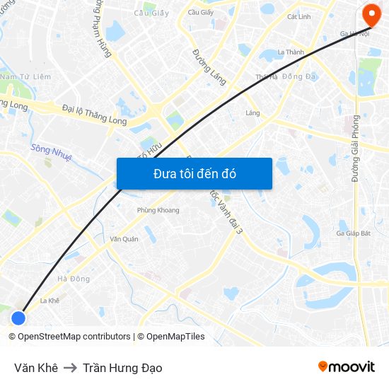 Văn Khê to Trần Hưng Đạo map