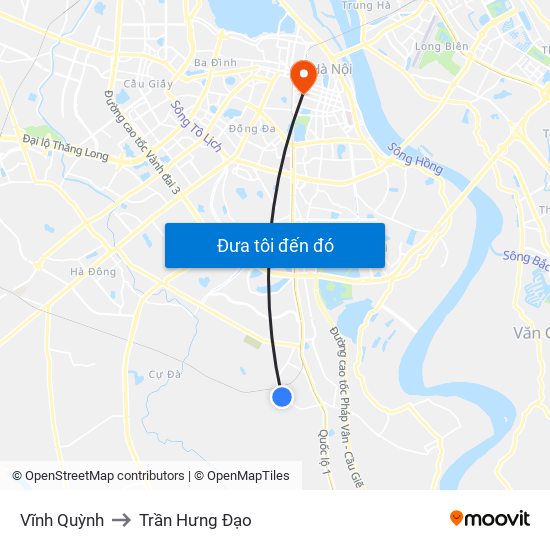 Vĩnh Quỳnh to Trần Hưng Đạo map