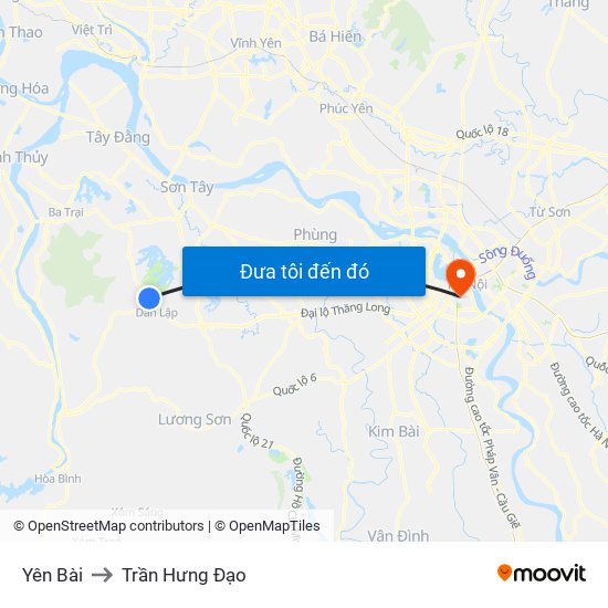 Yên Bài to Trần Hưng Đạo map