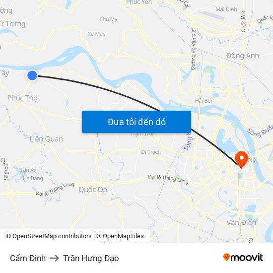 Cẩm Đình to Trần Hưng Đạo map