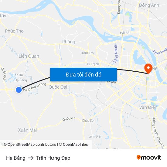 Hạ Bằng to Trần Hưng Đạo map