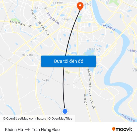 Khánh Hà to Trần Hưng Đạo map