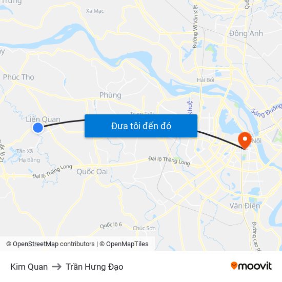 Kim Quan to Trần Hưng Đạo map