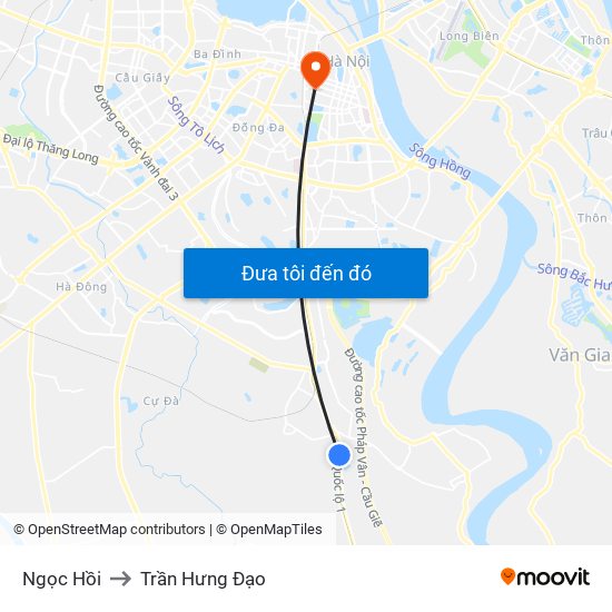 Ngọc Hồi to Trần Hưng Đạo map