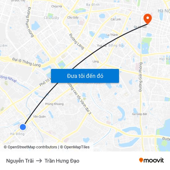 Nguyễn Trãi to Trần Hưng Đạo map
