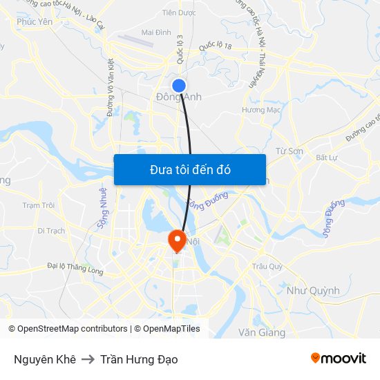 Nguyên Khê to Trần Hưng Đạo map