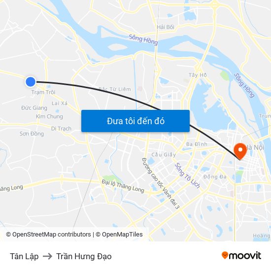 Tân Lập to Trần Hưng Đạo map