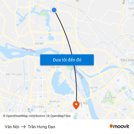 Vân Nội to Trần Hưng Đạo map
