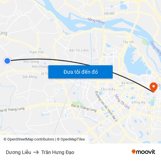 Dương Liễu to Trần Hưng Đạo map