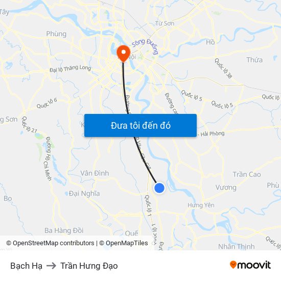 Bạch Hạ to Trần Hưng Đạo map