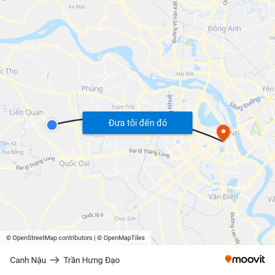 Canh Nậu to Trần Hưng Đạo map