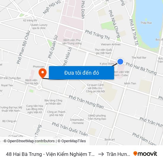 48 Hai Bà Trưng - Viện Kiểm Nghiệm Thuốc Trung Ương to Trần Hưng Đạo map