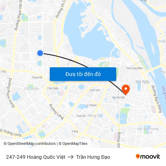 247-249 Hoàng Quốc Việt to Trần Hưng Đạo map