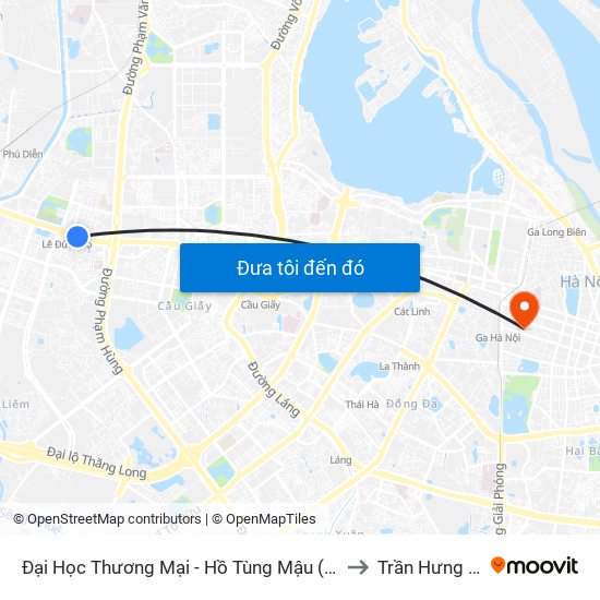 Đại Học Thương Mại - Hồ Tùng Mậu (Cột Sau) to Trần Hưng Đạo map