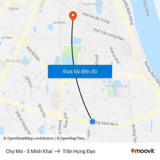 Chợ Mơ - 5 Minh Khai to Trần Hưng Đạo map