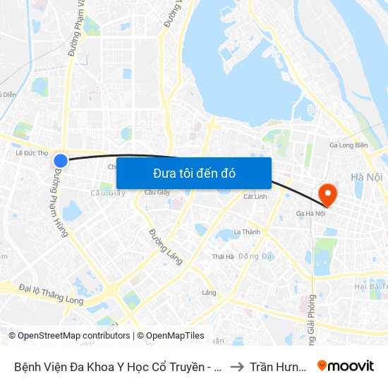 Công Ty Miwon - Phạm Hùng to Trần Hưng Đạo map
