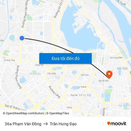 36a Phạm Văn Đồng to Trần Hưng Đạo map