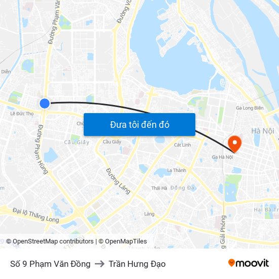 Số 9 Phạm Văn Đồng to Trần Hưng Đạo map