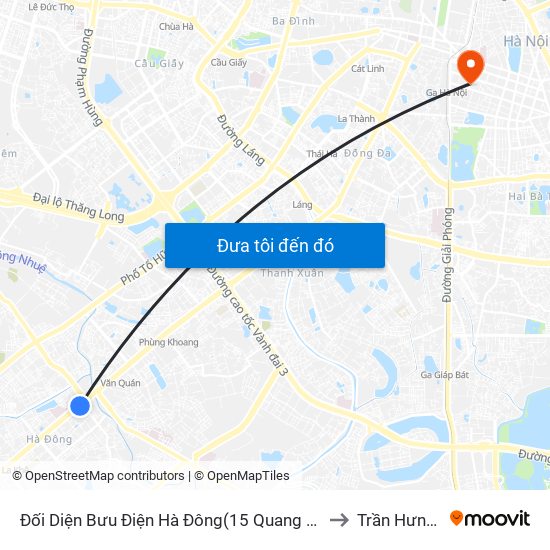 Đối Diện Bưu Điện Hà Đông(15 Quang Trung Hà Đông) to Trần Hưng Đạo map