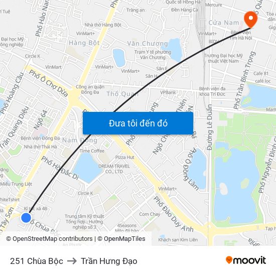 251 Chùa Bộc to Trần Hưng Đạo map