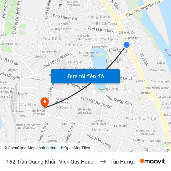 162 Trần Quang Khải - Viện Quy Hoạch Thủy Lợi to Trần Hưng Đạo map