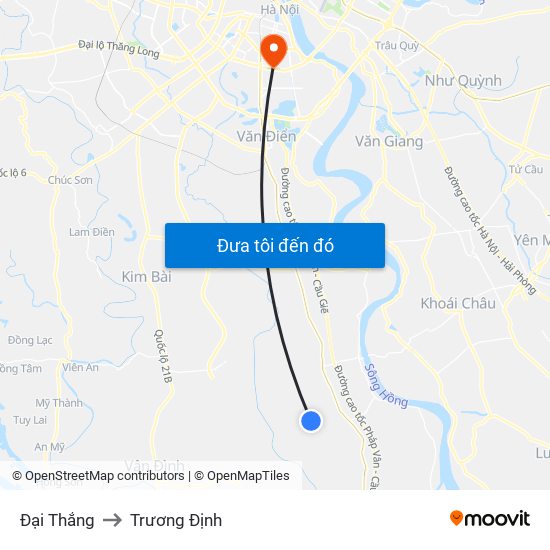 Đại Thắng to Trương Định map