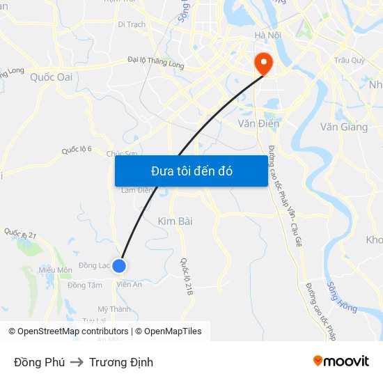 Đồng Phú to Trương Định map