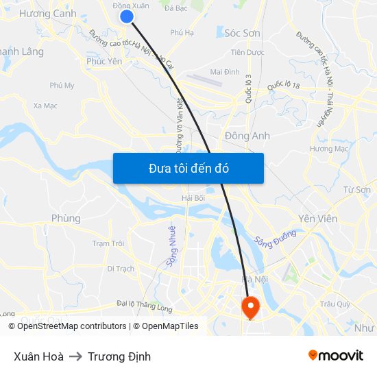 Xuân Hoà to Trương Định map