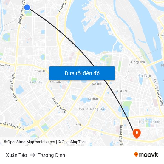 Xuân Tảo to Trương Định map