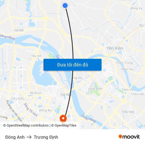 Đông Anh to Trương Định map