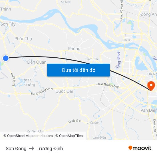 Sơn Đông to Trương Định map