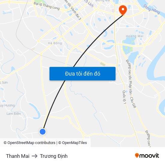 Thanh Mai to Trương Định map