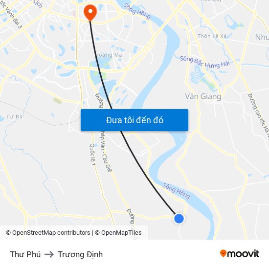 Thư Phú to Trương Định map