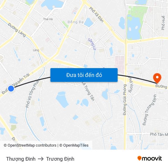 Thượng Đình to Trương Định map