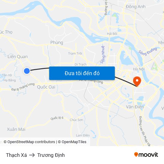 Thạch Xá to Trương Định map