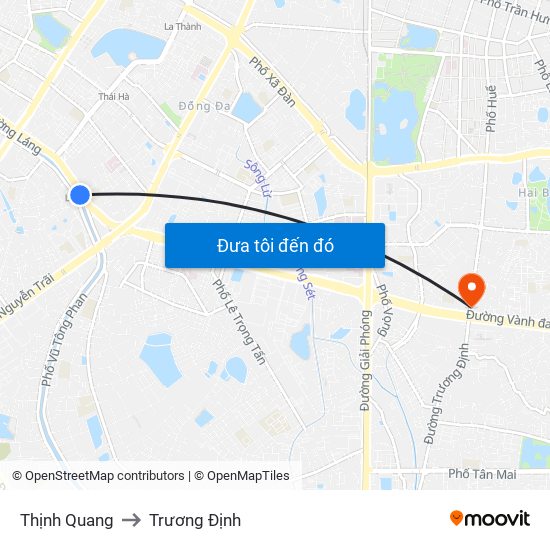 Thịnh Quang to Trương Định map