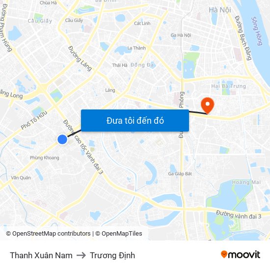 Thanh Xuân Nam to Trương Định map