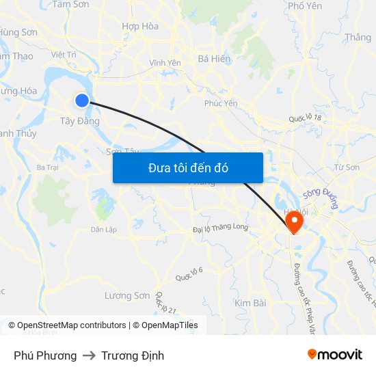 Phú Phương to Trương Định map