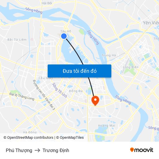 Phú Thượng to Trương Định map
