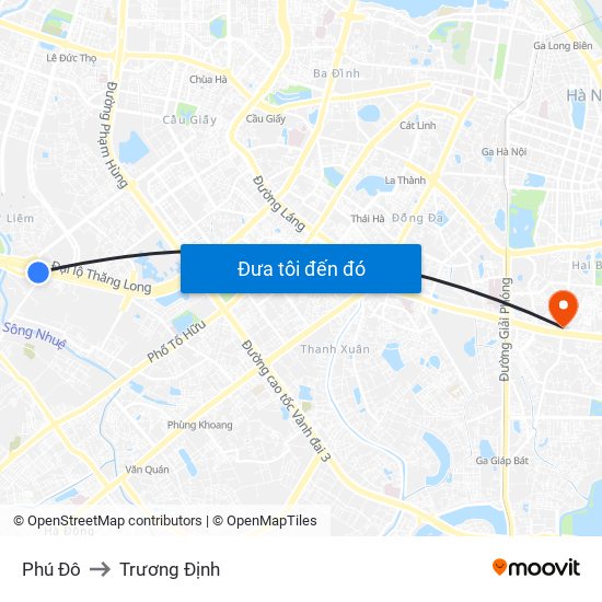Phú Đô to Trương Định map