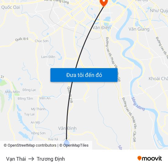 Vạn Thái to Trương Định map