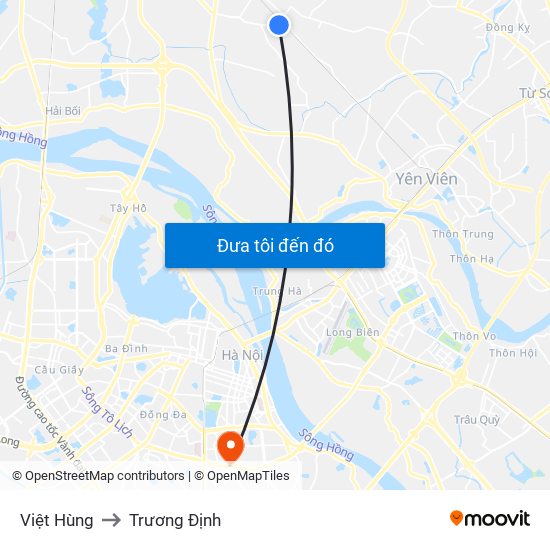 Việt Hùng to Trương Định map